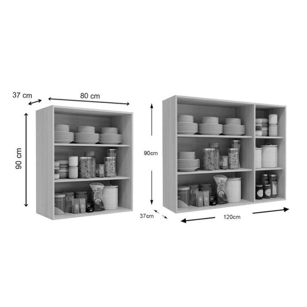Encontraproduto.com.br - Cozinha Completa Maxxi 6 Peças (2 Armários + 2 Balcões + 2 Complementos) C6P24 Nogal - Kappesberg