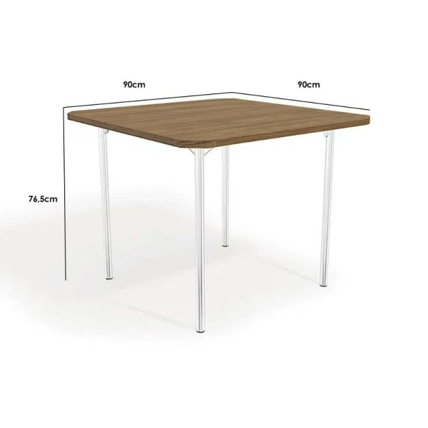 Encontraproduto.com.br - Mesa Jantar Sena C/ Tampo 90cm Cromada/nogueira-kappesberg