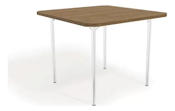 Encontraproduto.com.br - Mesa Jantar Sena C/ Tampo 90cm Cromada/nogueira-kappesberg
