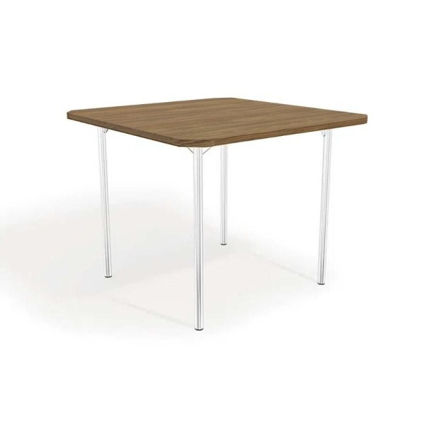 Encontraproduto.com.br - Mesa Jantar Sena C/ Tampo 90cm Cromada/nogueira-kappesberg