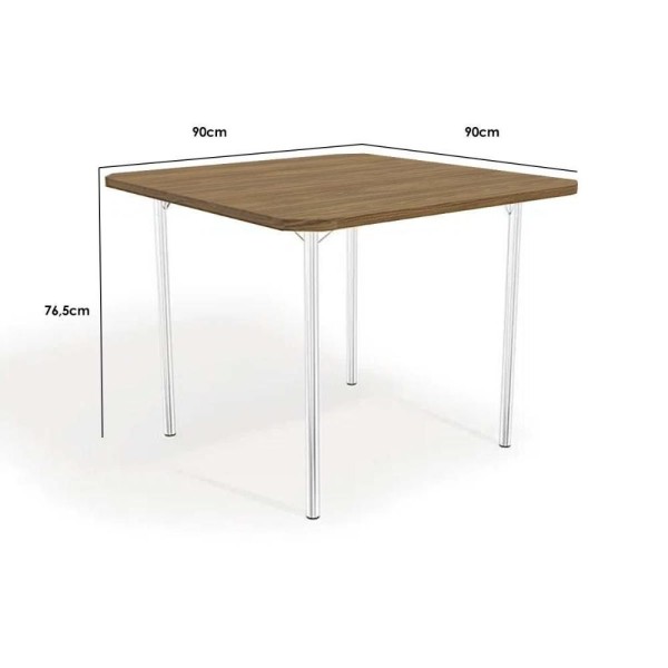 Encontraproduto.com.br - Mesa Jantar Sena C/ Tampo 90cm Cromada/nogueira-kappesberg