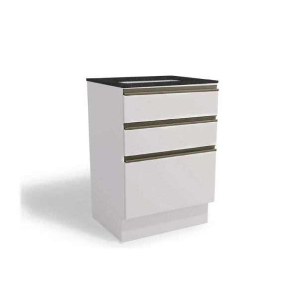 Encontraproduto.com.br - Balcão de Cozinha Maxxi G743 p/ Cooktop 60cm Branco/Preto Brilho - Kappesberg