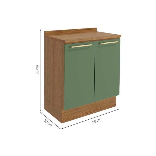Encontraproduto.com.br - Balcão De Cozinha Botanic M623 C/ 2 Portas P/cooktop Nogueira/oliva/nogueira