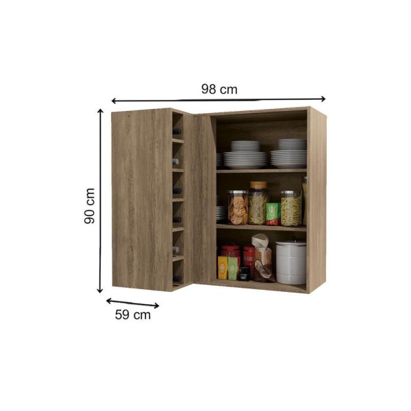 Encontraproduto.com.br - Armário Aéreo Cozinha Modulado Canto Maxxi G768 C/ 1 Porta Polipropileno Branco - Kappesberg