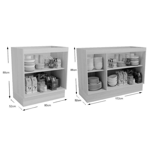 Encontraproduto.com.br - Cozinha Modulada Kappesberg Maxxi  6 Peças (2 Armários + 2 Balcões + 2 Complementos) C6P24 Nogal
