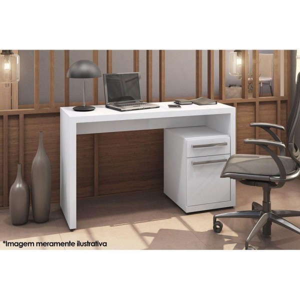 Encontraproduto.com.br - Escrivaninha p/ Escritório S970 c/ 1 Porta e 1 Gaveta Polipropileno Branco - Kappesberg