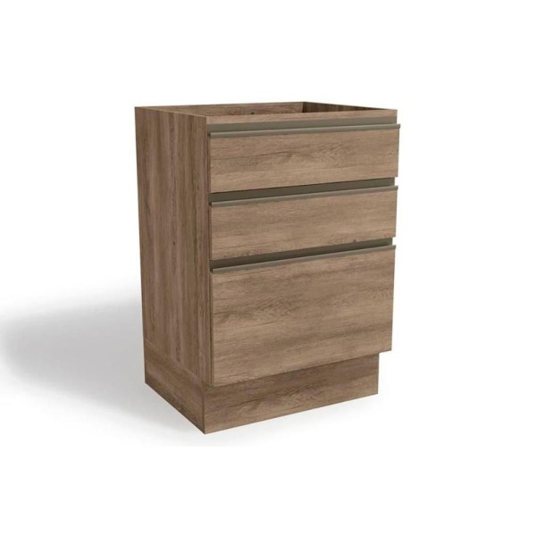 Encontraproduto.com.br - Balcão de Cozinha Modulado Maxxi G743 c/ 3 Gavetas s/ Tampo 60cm Nogal - Kappesberg