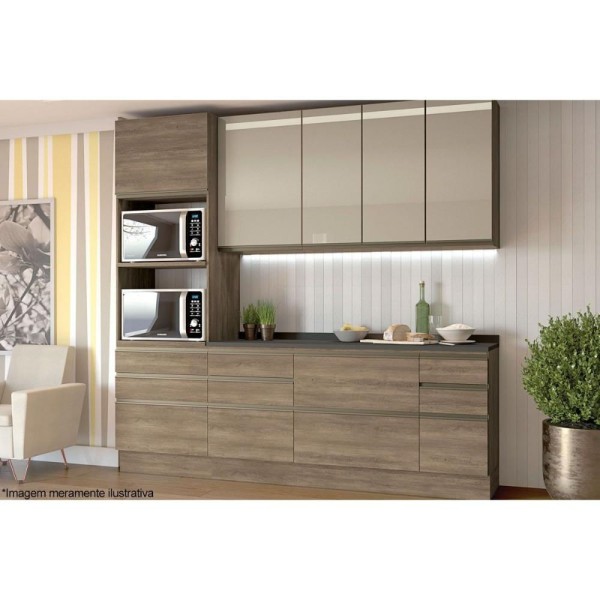 Encontraproduto.com.br - Balcão de Cozinha Modulado Maxxi G743 c/ 3 Gavetas s/ Tampo 60cm Nogal - Kappesberg