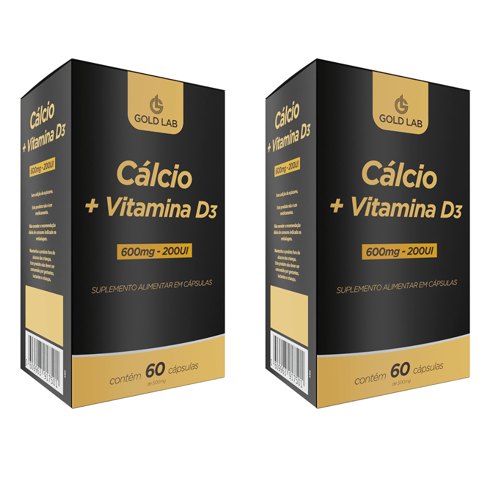 Encontraproduto.com.br - Kit C/2 Cálcio + Vitamina D3 C/60 Cápsulas - Gold Lab
