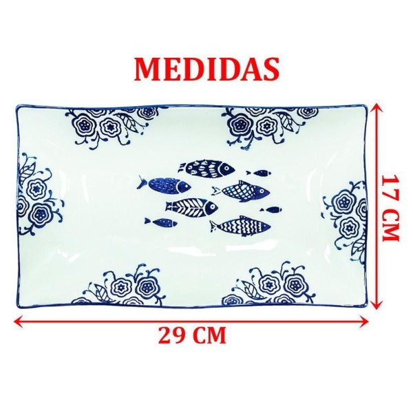 Encontraproduto.com.br - Jogo Petisqueiras Bandeja Peixe 6pçs Travessas Bowl Oceano