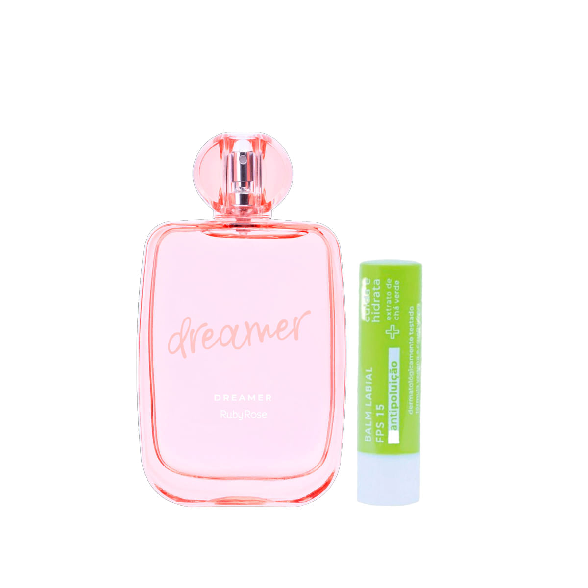 Encontraproduto.com.br - Kit Beleza Ruby Rose Perfume Dreamer 100ml + Ruby Rose Balm Labial Fps15 Ruby Skin Proteção Urbana 3,5g