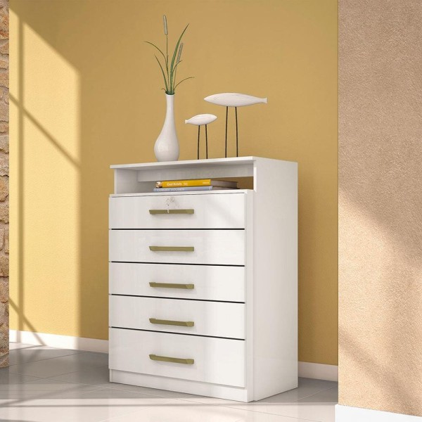 Encontraproduto.com.br - Cômoda Demóbile Triunfo com 5 Gavetas e 1 Nicho