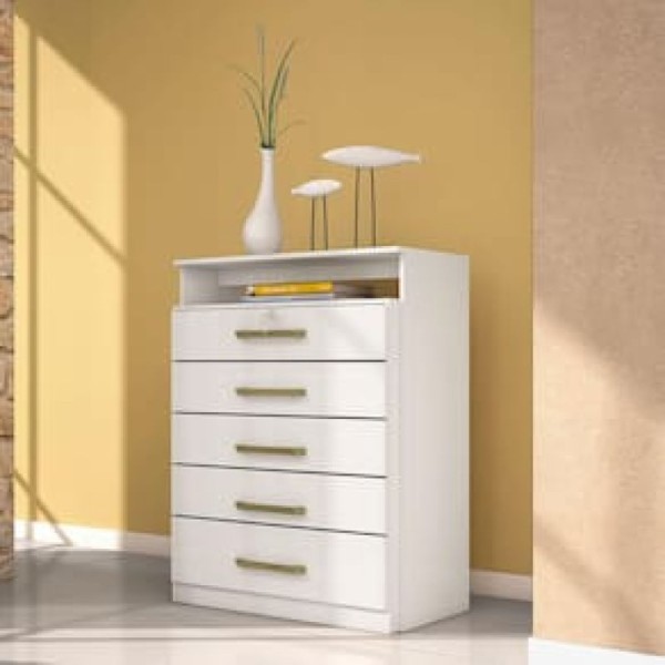 Encontraproduto.com.br - Cômoda Demóbile Triunfo com 5 Gavetas e 1 Nicho