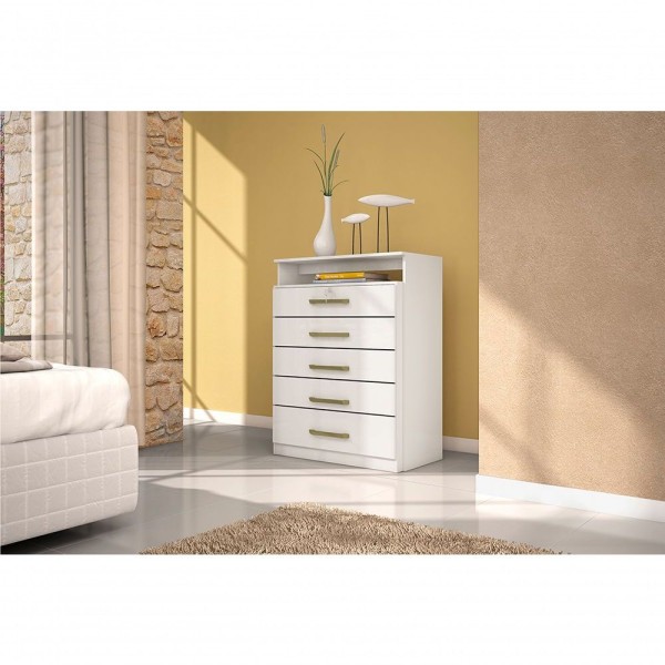 Encontraproduto.com.br - Cômoda Demóbile Triunfo com 5 Gavetas e 1 Nicho