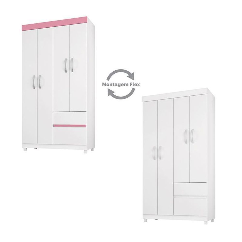 Encontraproduto.com.br - Guarda Roupa Solteiro com Pes 4 Portas 2 Gavetas Lotus Demóbile