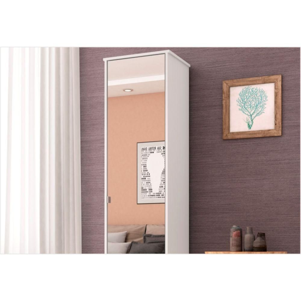 Encontraproduto.com.br - Armário Sapateira Quarto Reflex c/ 1 Porta c/ Espelho Branco - Demóbile