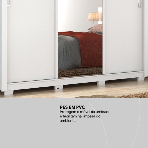 Encontraproduto.com.br - Guarda Roupa Casal Residence Branco Com Pés - Demóbile
