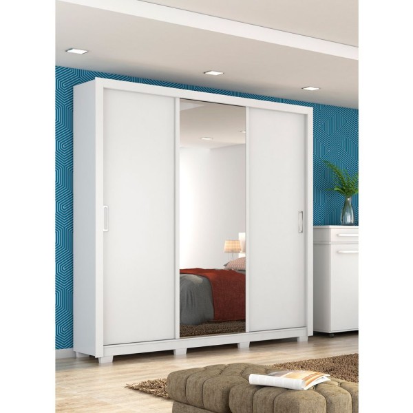 Encontraproduto.com.br - Guarda Roupa Casal Residence Branco Com Pés - Demóbile