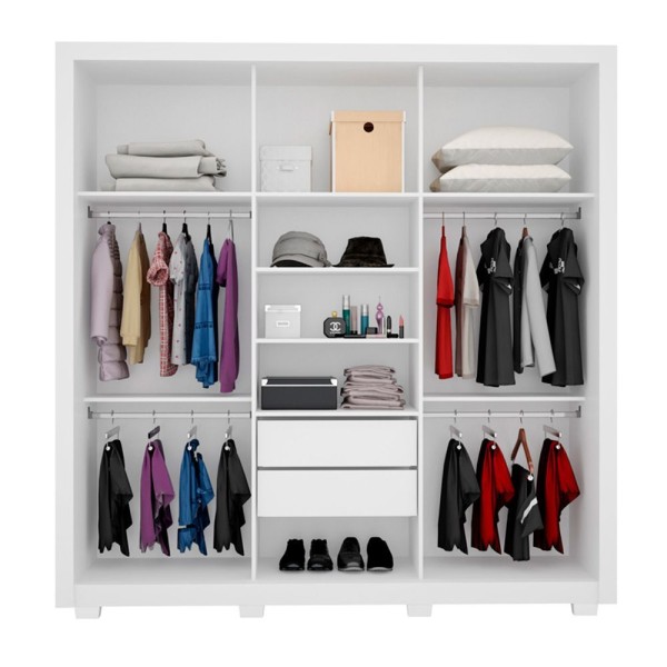 Encontraproduto.com.br - Guarda Roupa Casal Residence Branco Com Pés - Demóbile