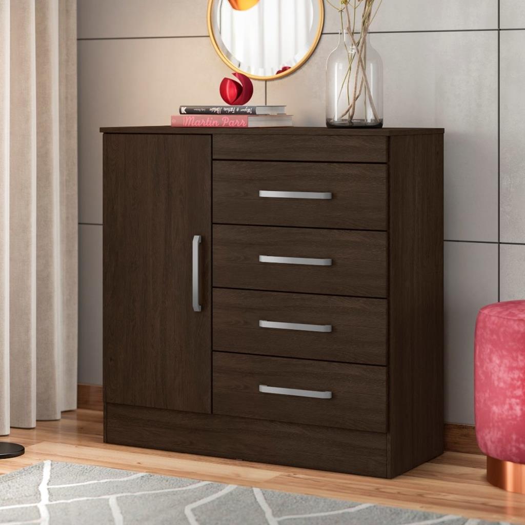 Encontraproduto.com.br - Cômoda 4 Gavetas 1 Porta Montevideu Demóbile