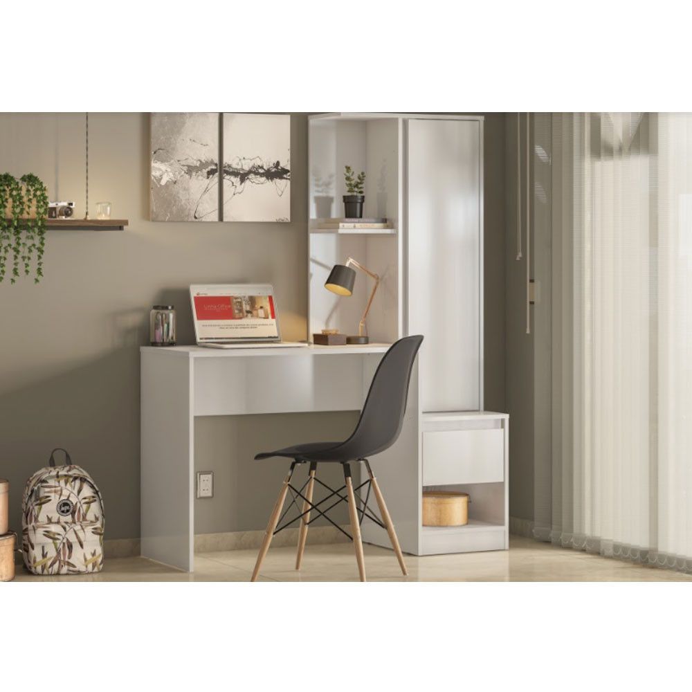 Encontraproduto.com.br - Escrivaninha com Armário 1 Porta 1 Gaveta Morada Demobile