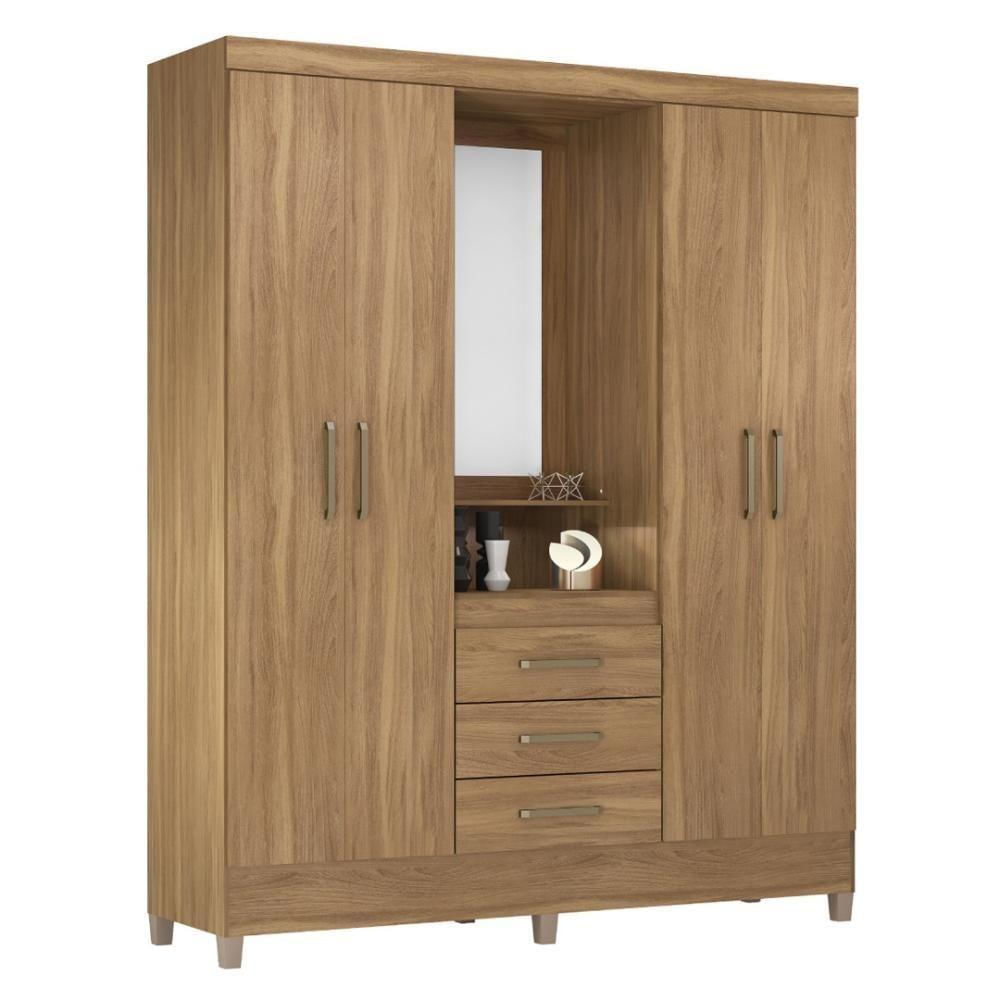 Encontraproduto.com.br - Guarda-Roupa Capelinha com 4 Portas, 3 Gavetas e com Espelho Demobile Persia Amendola Touch