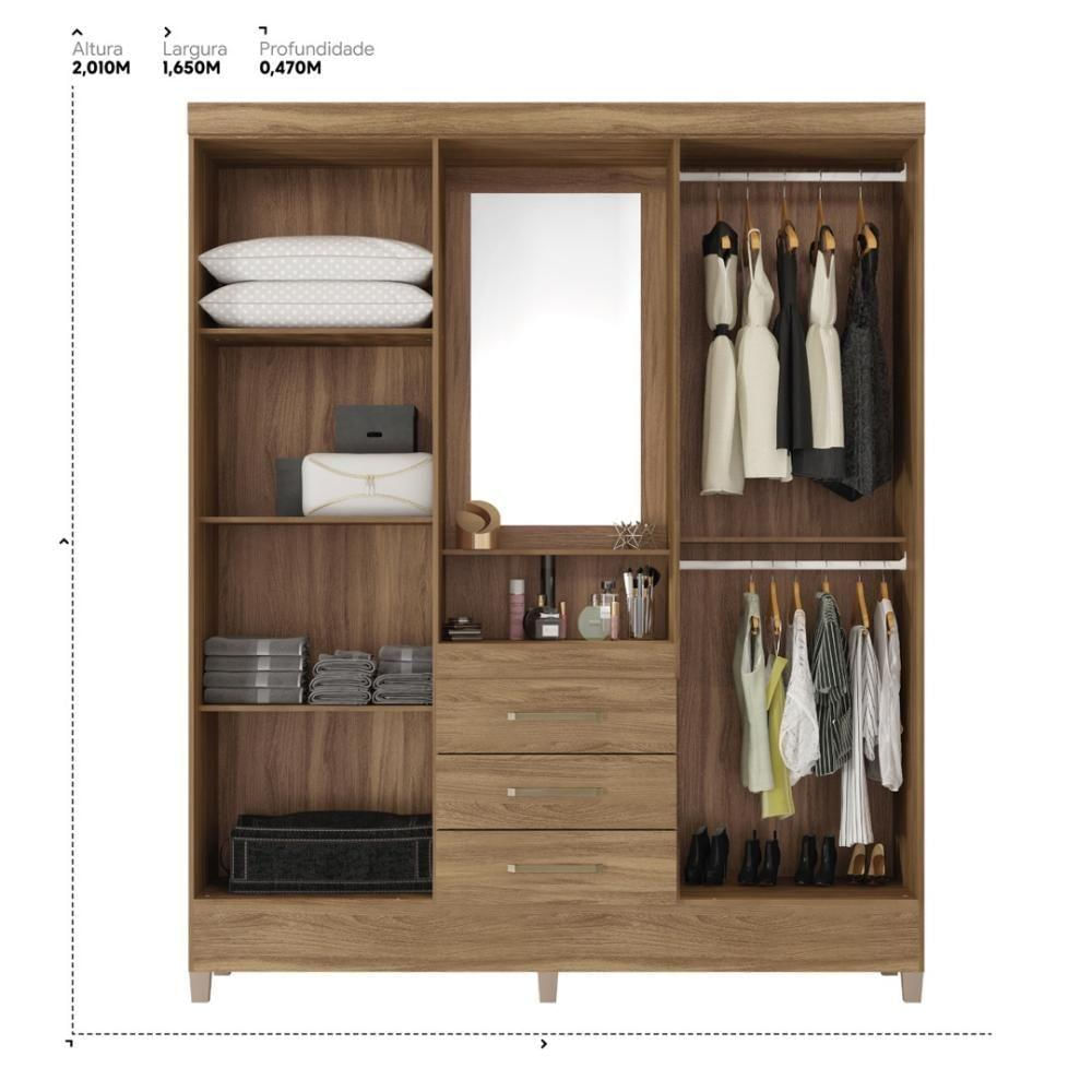 Encontraproduto.com.br - Guarda-Roupa Capelinha com 4 Portas, 3 Gavetas e com Espelho Demobile Persia Amendola Touch
