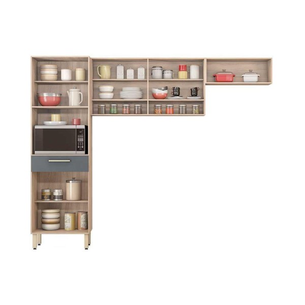 Encontraproduto.com.br - Cozinha Completa Dama 3 Peças (2 Aéreos+ 1 Paneleiro) Cpt104 Avena-grafito - Demóbile