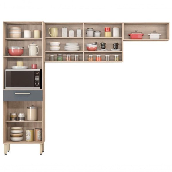 Encontraproduto.com.br - Cozinha Completa Dama 3 Peças (2 Aéreos+ 1 Paneleiro) Cpt104 Avena-grafito - Demóbile