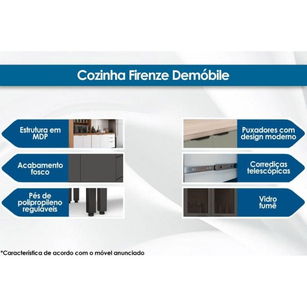Encontraproduto.com.br - Armário Aéreo Firenze 70CM 1 Porta 94101 Demóbile - Avena Touch e Grafito