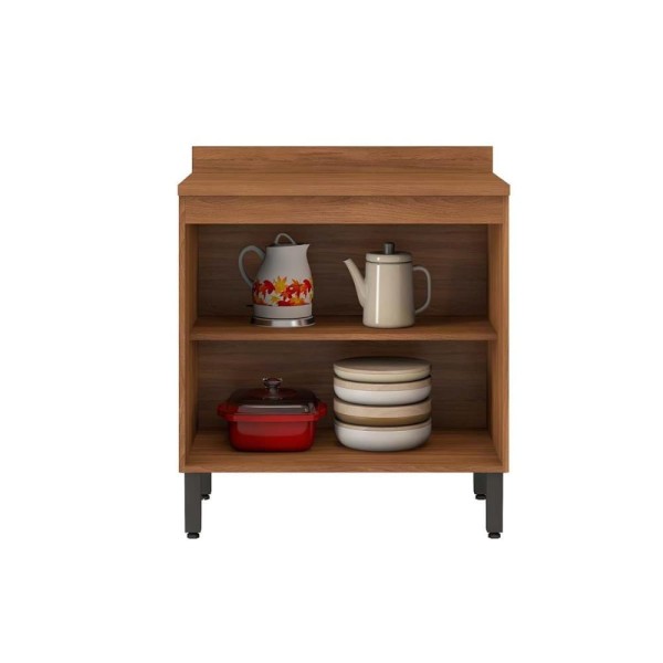 Encontraproduto.com.br - Balcão Firenze 80cm 2 Portas com Tampo 93221 Demóbile - Avena Touch e Grafito