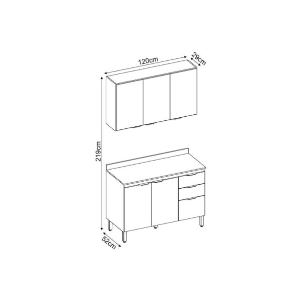 Encontraproduto.com.br - Cozinha Compacta com Tampo FI0010 Firenza Demobile