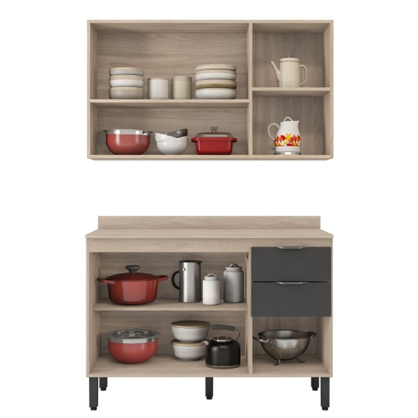 Encontraproduto.com.br - Cozinha Compacta com Tampo FI0010 Firenza Demobile