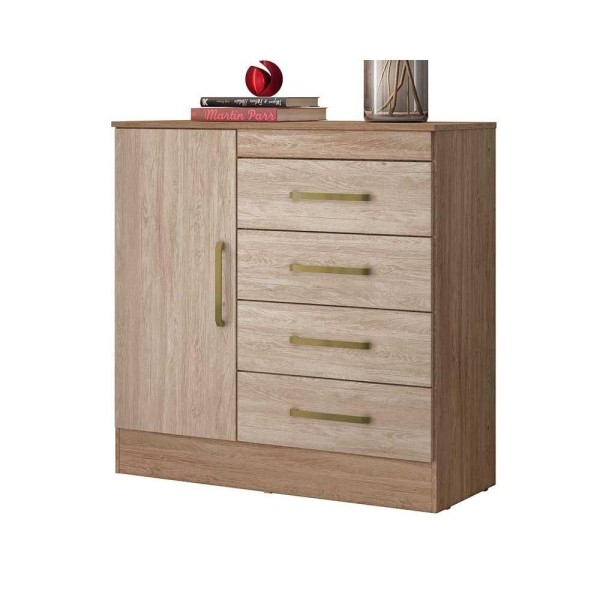 Encontraproduto.com.br - Cômoda Montevidéu 4 Gavetas e 1 Porta 4290K Demóbile - Amêndoa