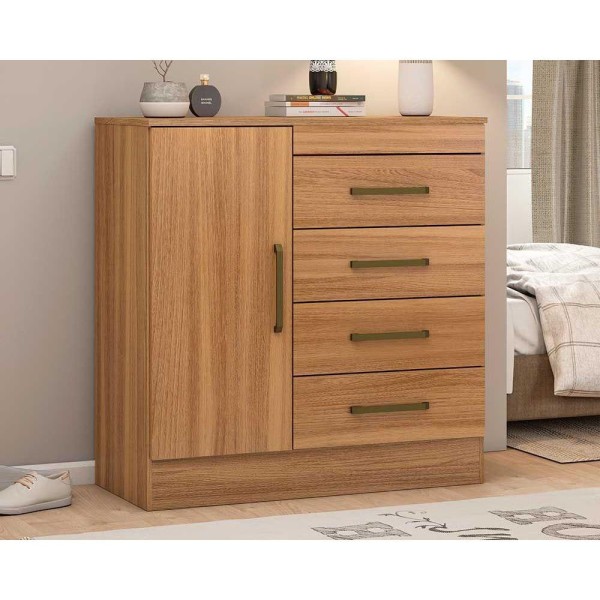 Encontraproduto.com.br - Cômoda Montevidéu 4 Gavetas e 1 Porta 4290K Demóbile - Amêndoa