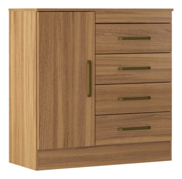 Encontraproduto.com.br - Cômoda Montevidéu 4 Gavetas e 1 Porta 4290K Demóbile - Amêndoa