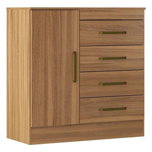 Encontraproduto.com.br - Cômoda Montevidéu 4 Gavetas e 1 Porta 4290K Demóbile - Amêndoa