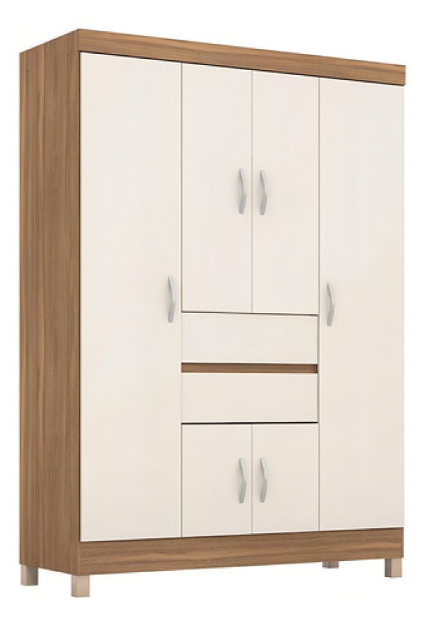 Guarda-Roupa com 6 Portas e 2 Gavetas Demobile ECOM II Amendola Touch e Off White