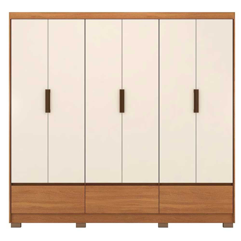 Encontraproduto.com.br - Guarda-Roupa Casal Demóbile Delucca com 233 cm de Largura, 6 Portas e 3 Gavetas Amendola/Off White