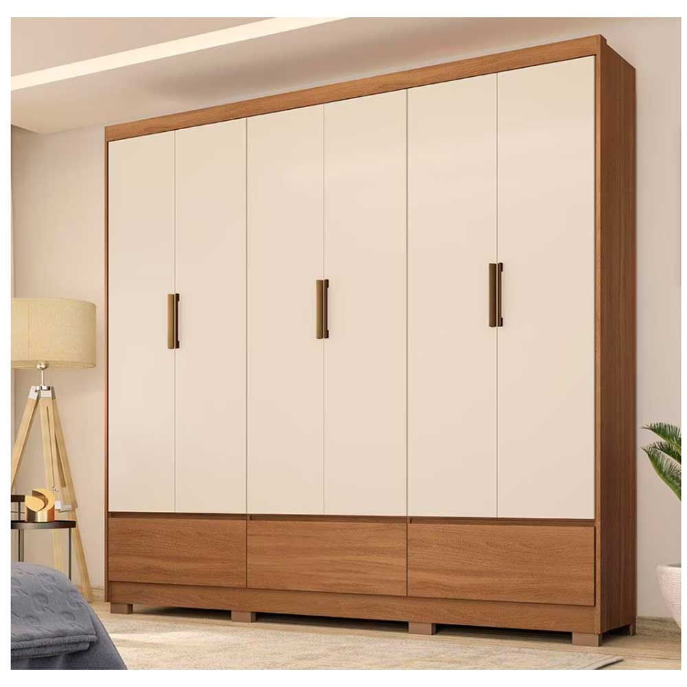 Encontraproduto.com.br - Guarda-Roupa Casal Demóbile Delucca com 233 cm de Largura, 6 Portas e 3 Gavetas Amendola/Off White