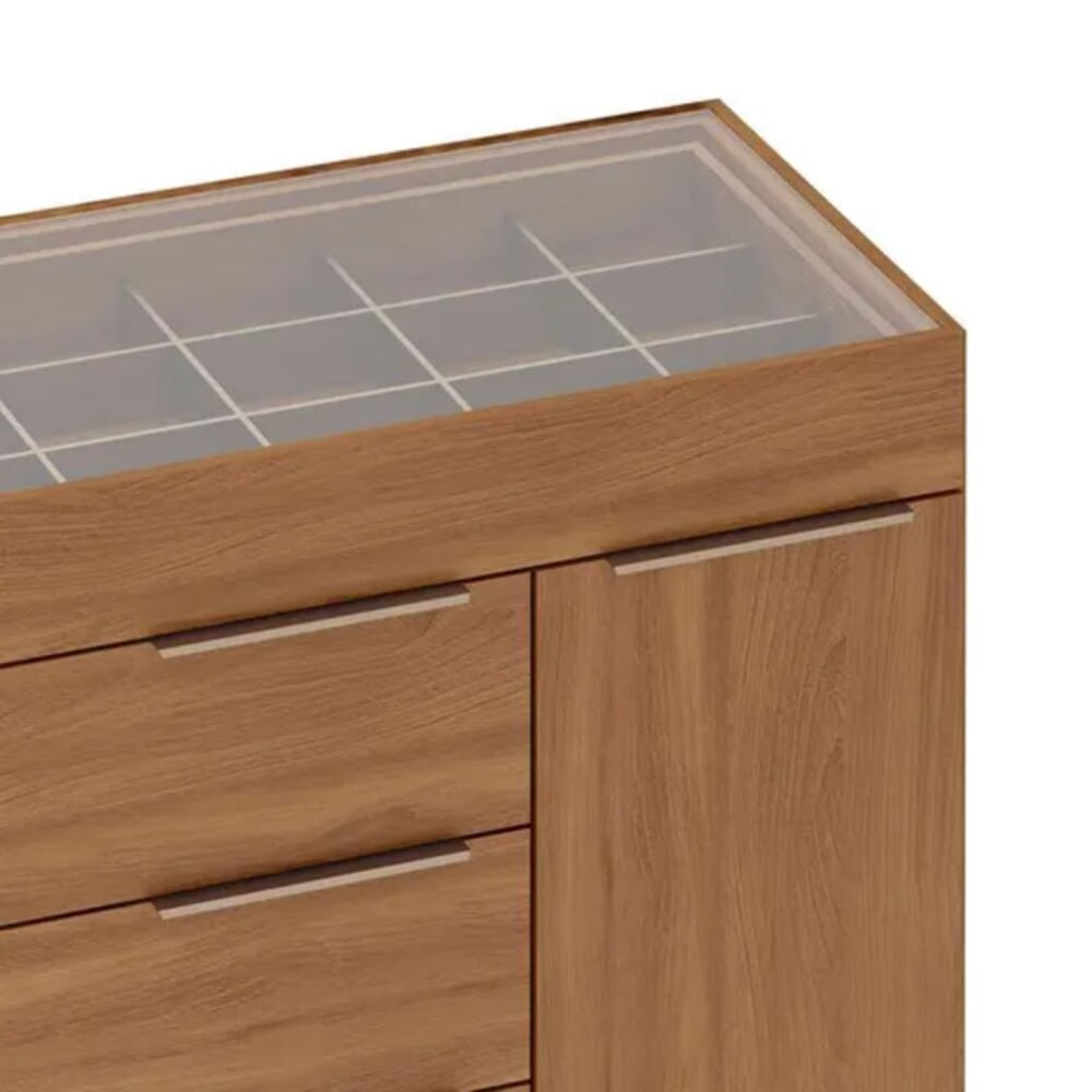 Encontraproduto.com.br - Cômoda Lume 1 Porta e 5 Gavetas com Porta Jóia D5130 Demóbile - Amêndola Touch