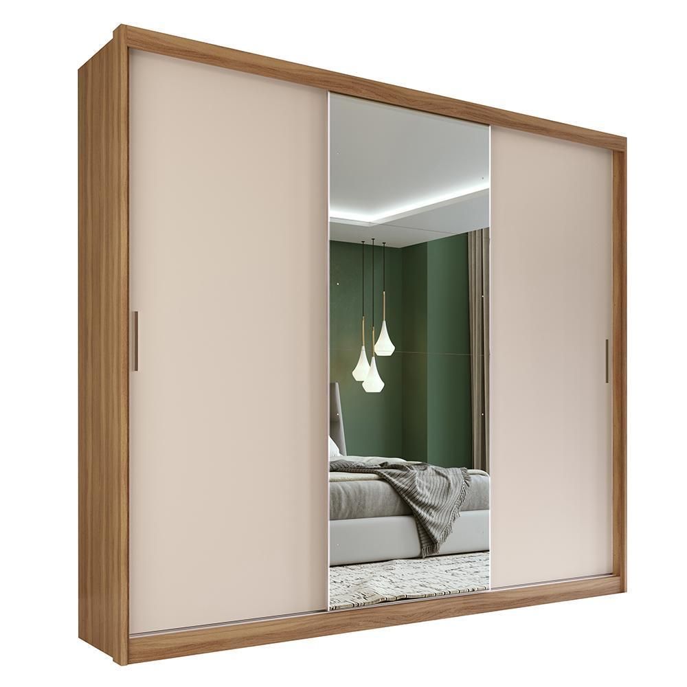 Guarda Roupa Casal com Espelho 3 Portas de Correr 100% MDF Dalila Demobile