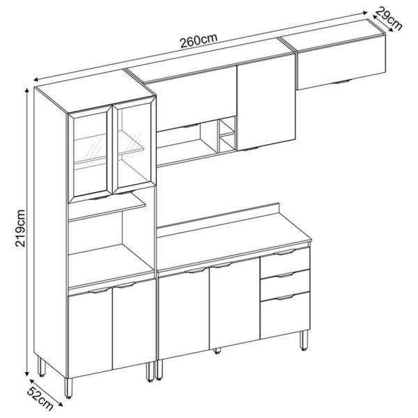 Encontraproduto.com.br - Cozinha Modulada 4 Peças FL0006  Firenza Demobile