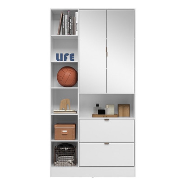 Encontraproduto.com.br - Armário Multiuso Joy 2 Portas Branco Com Espelho - Demóbile Branco