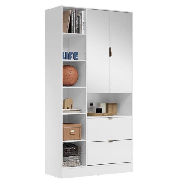 Encontraproduto.com.br - Armário Multiuso Joy 2 Portas Branco Com Espelho - Demóbile Branco