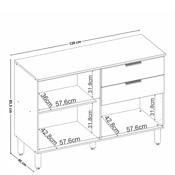 Encontraproduto.com.br - Balcão 2 Portas 2 Gavetas com Tampo Alba Demobile