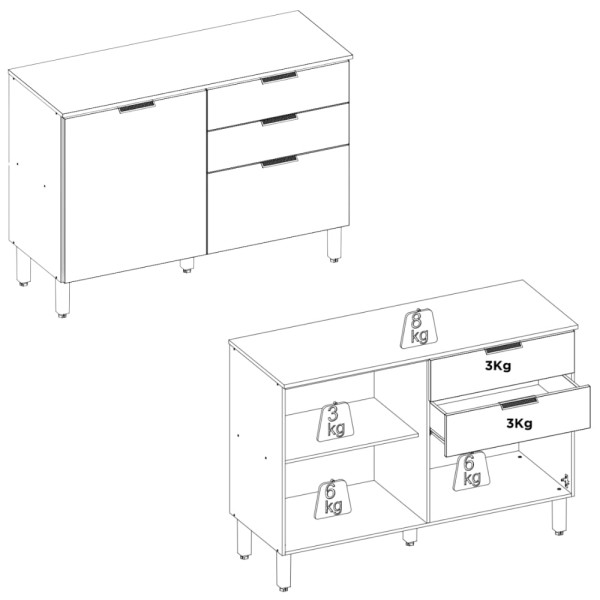 Encontraproduto.com.br - Balcão 2 Portas 2 Gavetas com Tampo Alba Demobile