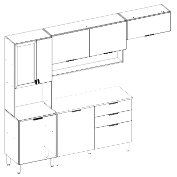 Encontraproduto.com.br - Cozinha Modulada 4 Peças com Tampo e Vidro Alba Demobile
