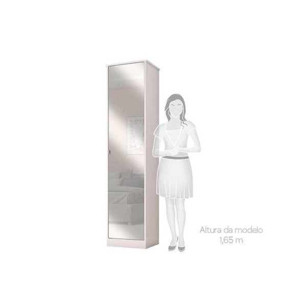 Encontraproduto.com.br - Armário Sapateira Quarto Reflex c/ 1 Porta c/ Espelho Branco - Demóbile