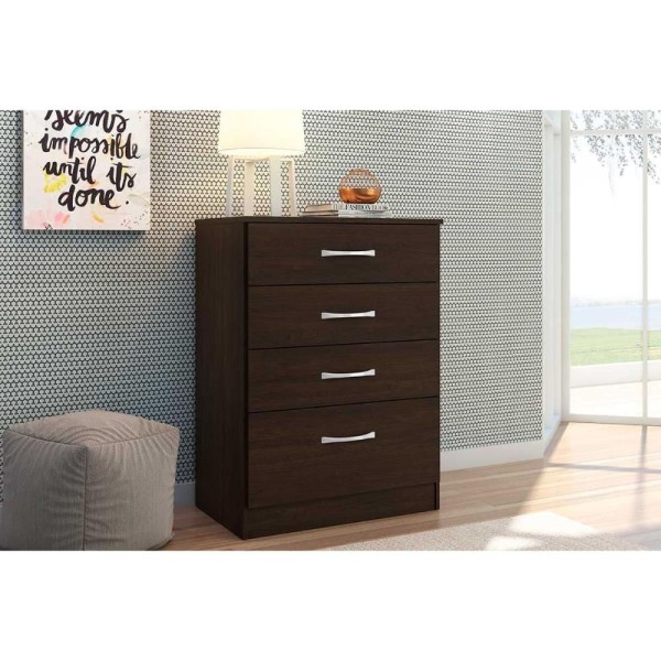 Cômoda de Quarto Astral c/ 4 Gavetas Ébano Touch - Demóbile